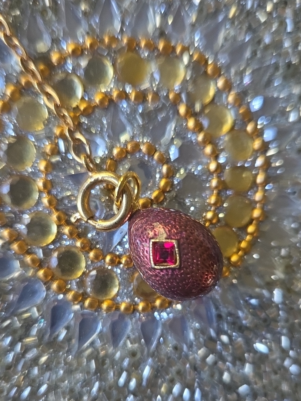 Vintage Joan Rivers Egg Charm With Chain
